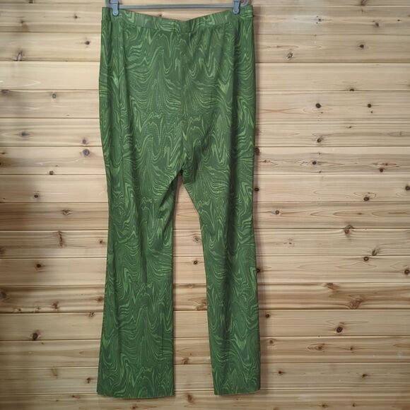 Good American Pants 4XL Green Sheer Bootcut Pesto Swirl Swim Coverup Size 7 - Picture 4 of 10